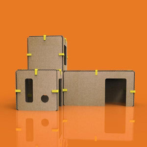 sustainable 3d architectural firehouse model kit for children with cardboard and connectors 