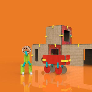fire station building set with diy figures for imaginative play