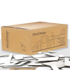 cardboard box with geometric forms