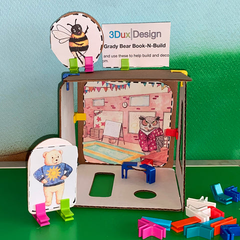 Grady Bear Goes to School Book-N-Build Set