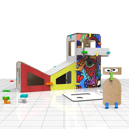 painted cardboard construction modeling set for crafts and STEAM programs